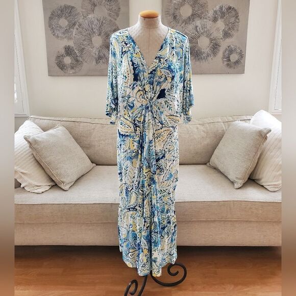 Lauren Ralph Lauren Paisley Linen-Blend Jersey Dress sz 2x - Picture 3 of 12